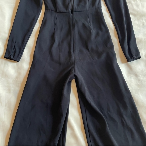 NEW! Self- Portrait- Black Twist Front Jumpsuit Cropped Crepe Jumpsuit Size S - Picture 10 of 13